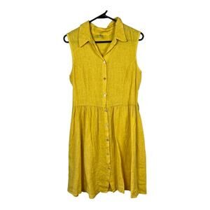 Marisa & Marie yellow linen day dress shirt dress size XS Vintage